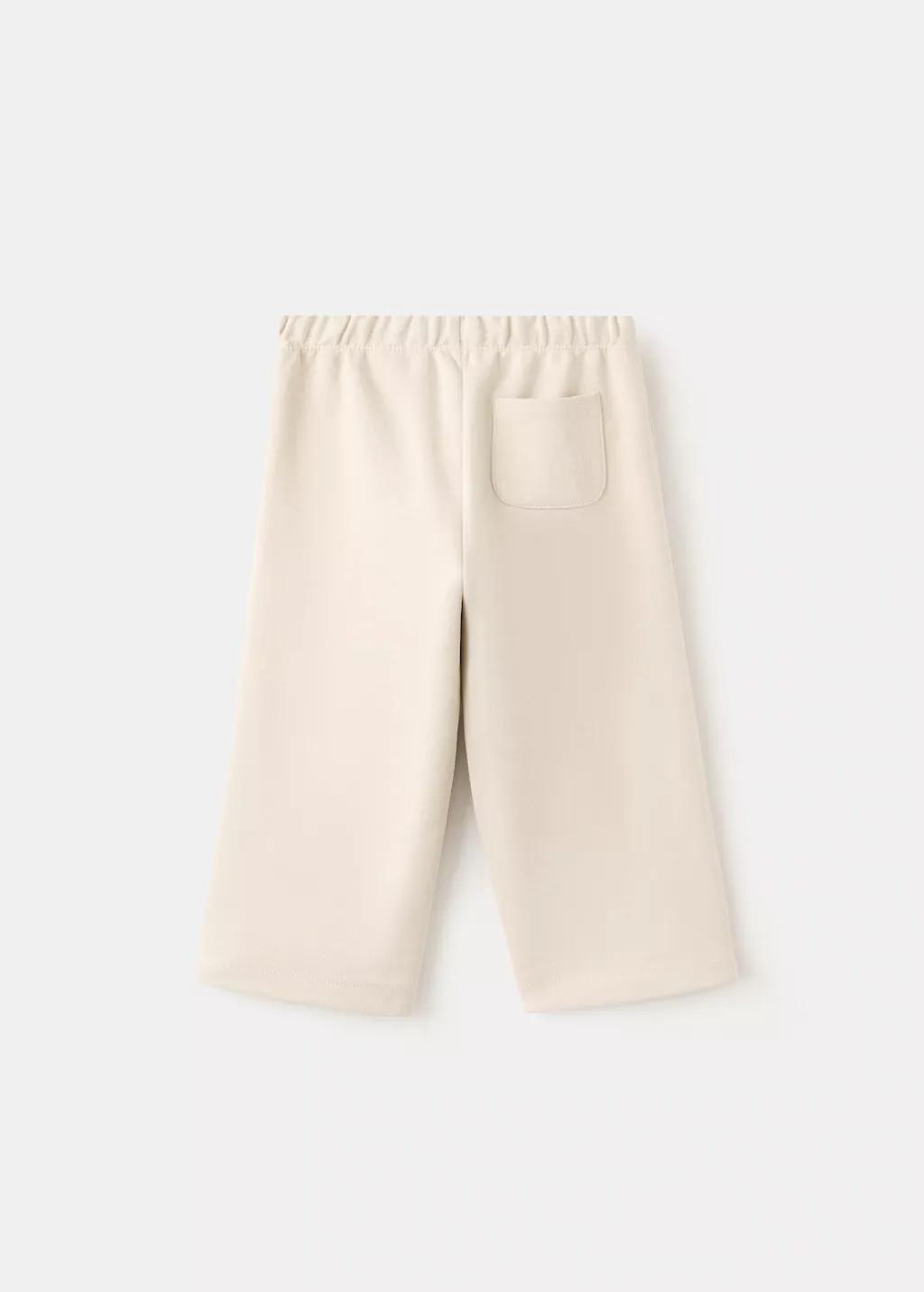 Beige Cotton Joggers Embroidered Detail, Light Beige, large image number 4