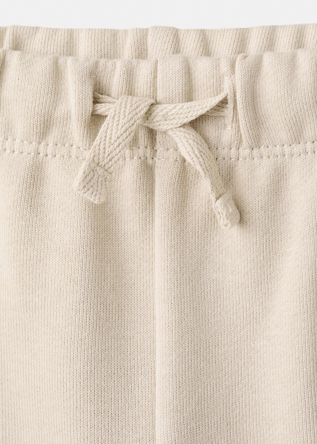 Beige Cotton Joggers Embroidered Detail, Light Beige, large image number 6