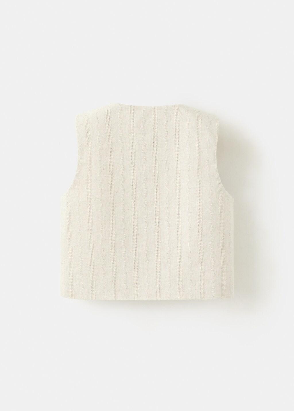 Beige Embroidered Cotton Gilet, Kids Girls, Light Beige, large image number 2