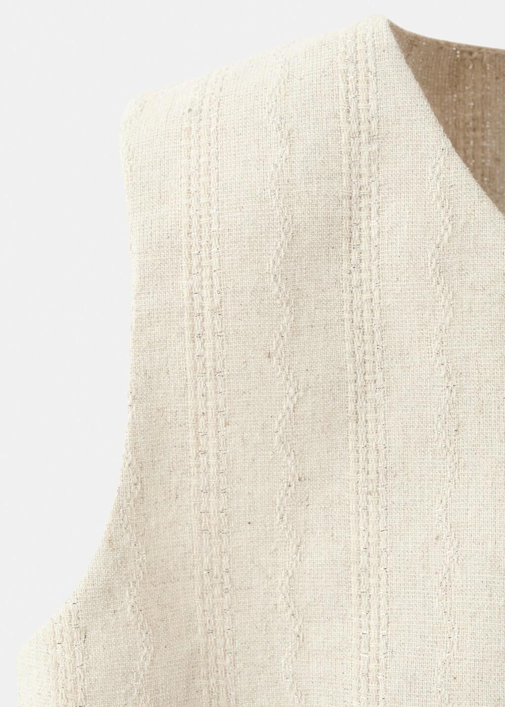 Beige Embroidered Cotton Gilet, Kids Girls, Light Beige, large image number 3