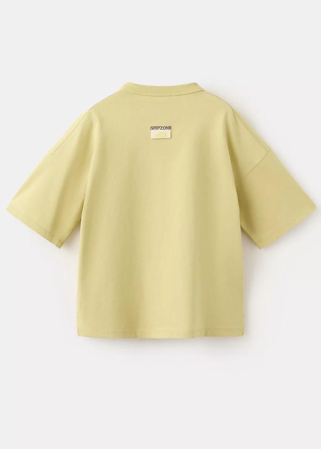 Yellow Text Cotton T-Shirt, Bright Yellow, large image number 1