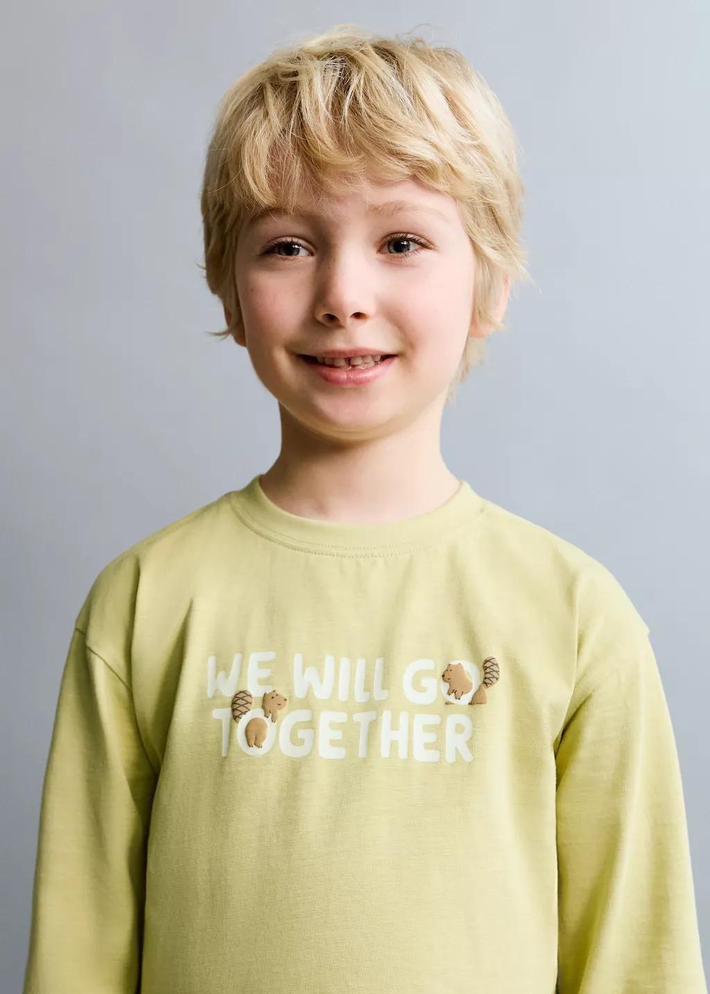 Yellow Embossed Detail Printed T-Shirt, Baby Boy, Bright Yellow, large image number 3