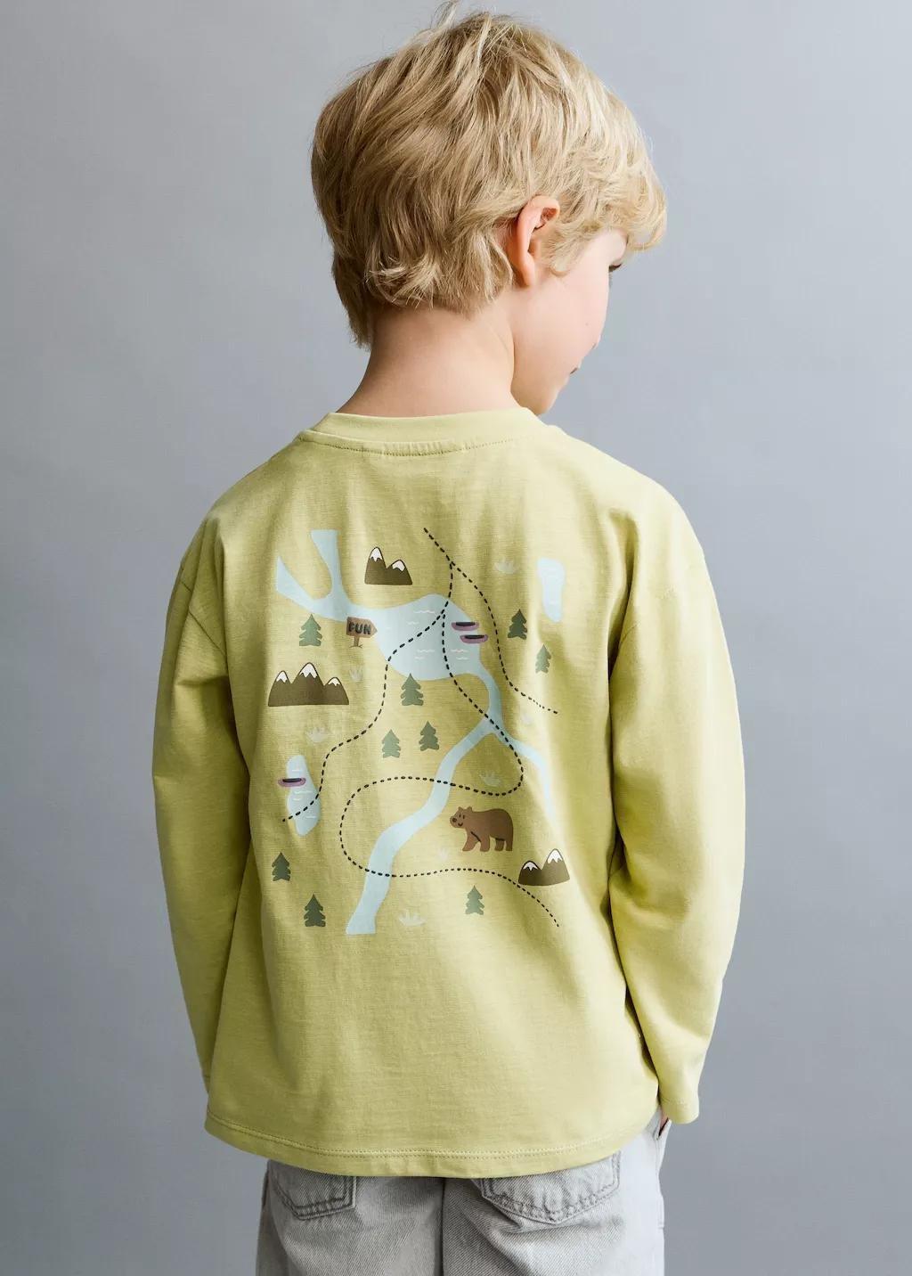 Yellow Embossed Detail Printed T-Shirt, Baby Boy, Bright Yellow, large image number 4