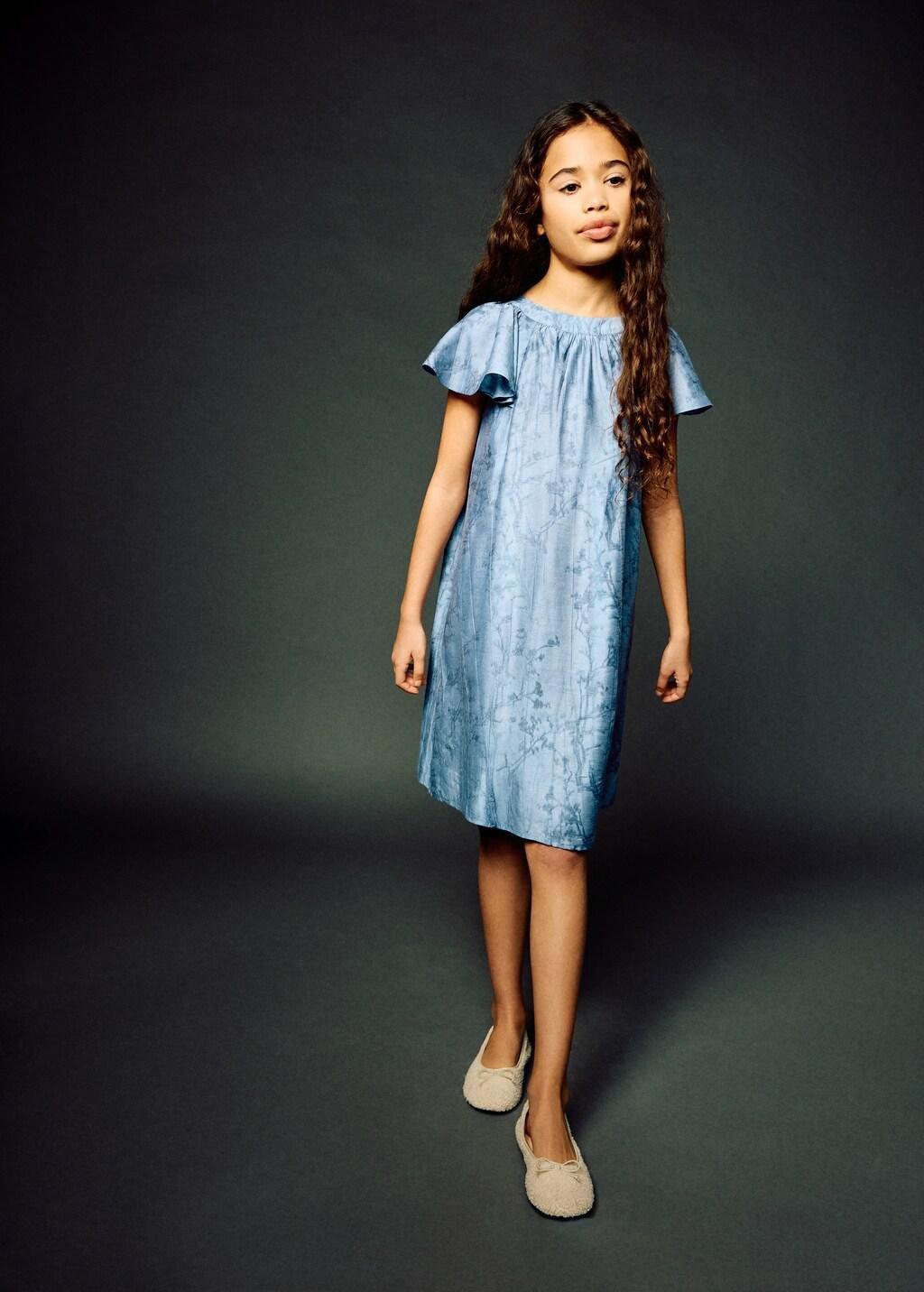 Navy Floral Embroidery Dress, Kids Girls, Navy, large image number 0