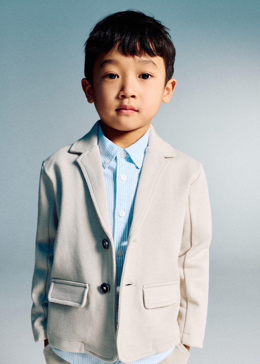 Brown Wool Cloth Jacket With Buttons, Baby Boys, Light Pastel Brown, medium