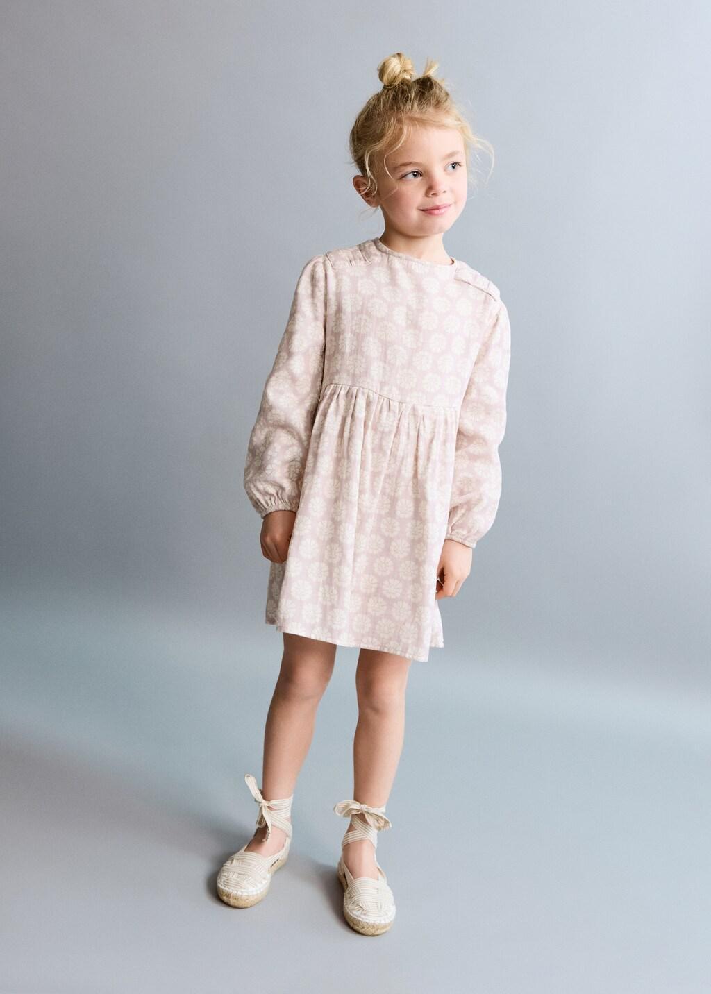 Pink Short Floral-Print Dress, Baby Girl, Pink, large image number 0