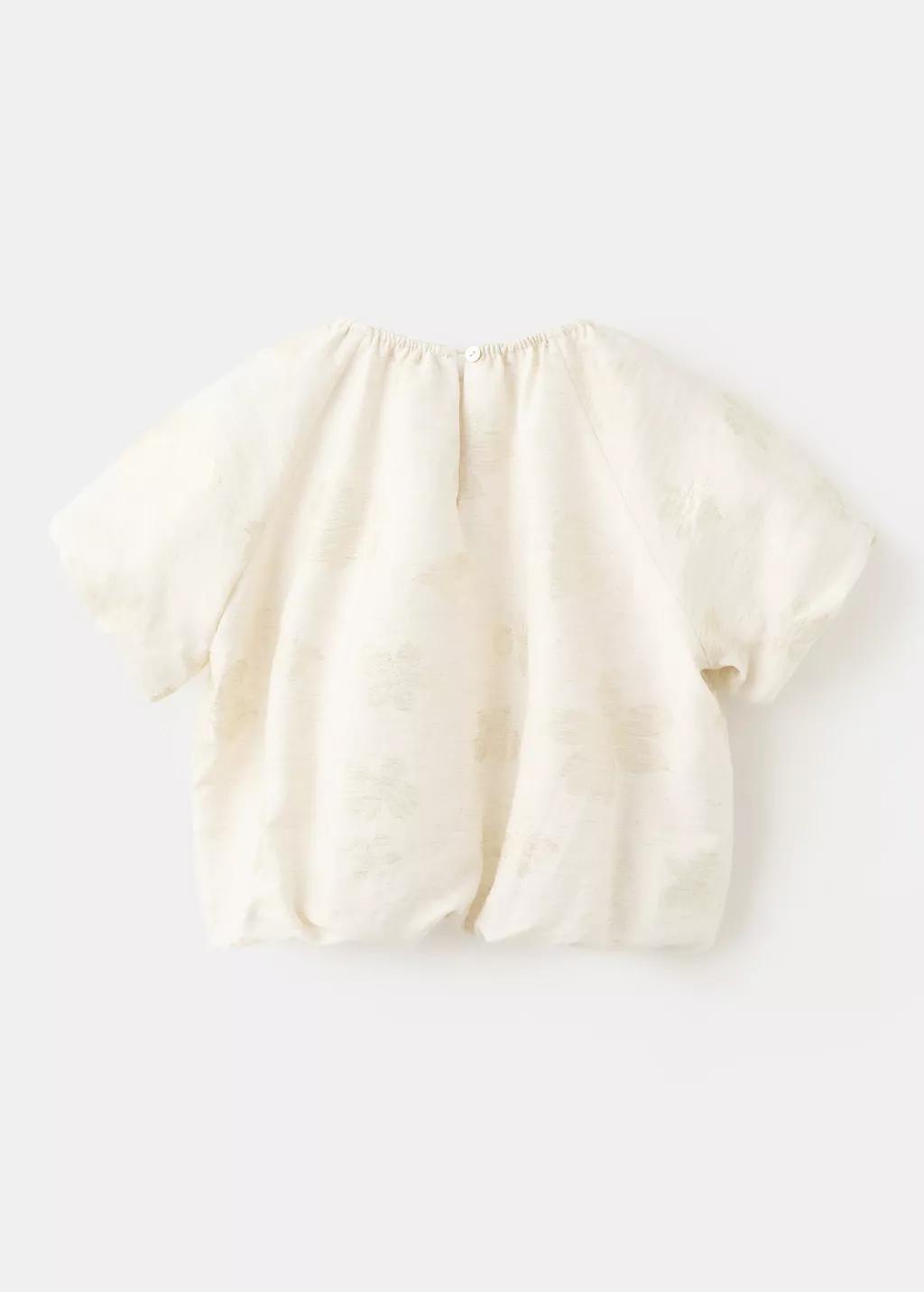 Gold Printed Crop Blouse, Kids Girl, Gold, large image number 2