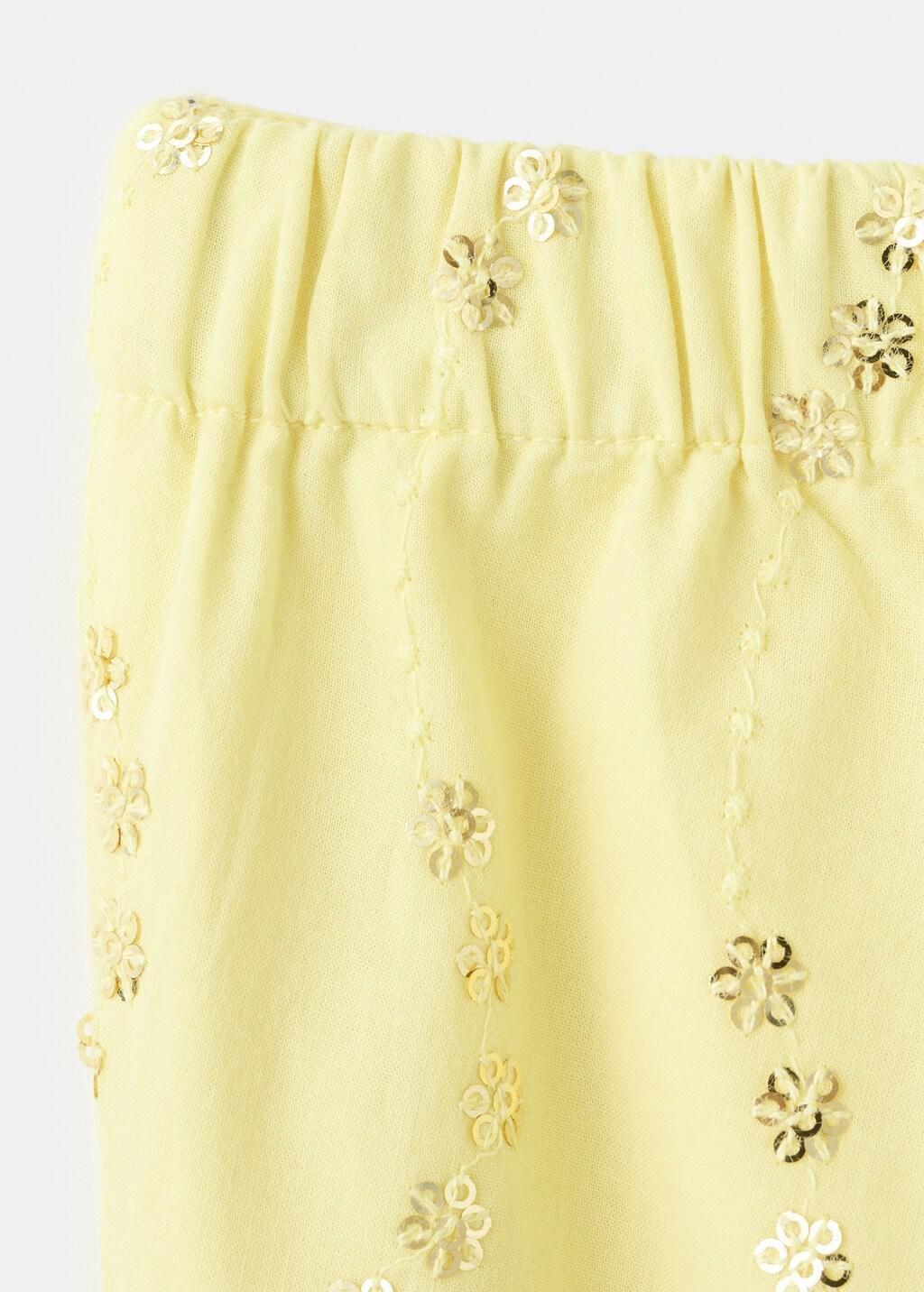 Yellow Trousers With Flower Detail, Baby Girls, Bright Yellow, large image number 3
