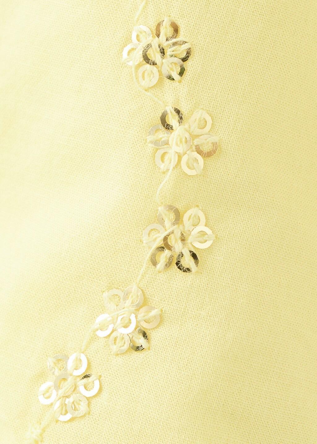 Yellow Trousers With Flower Detail, Baby Girls, Bright Yellow, large image number 4