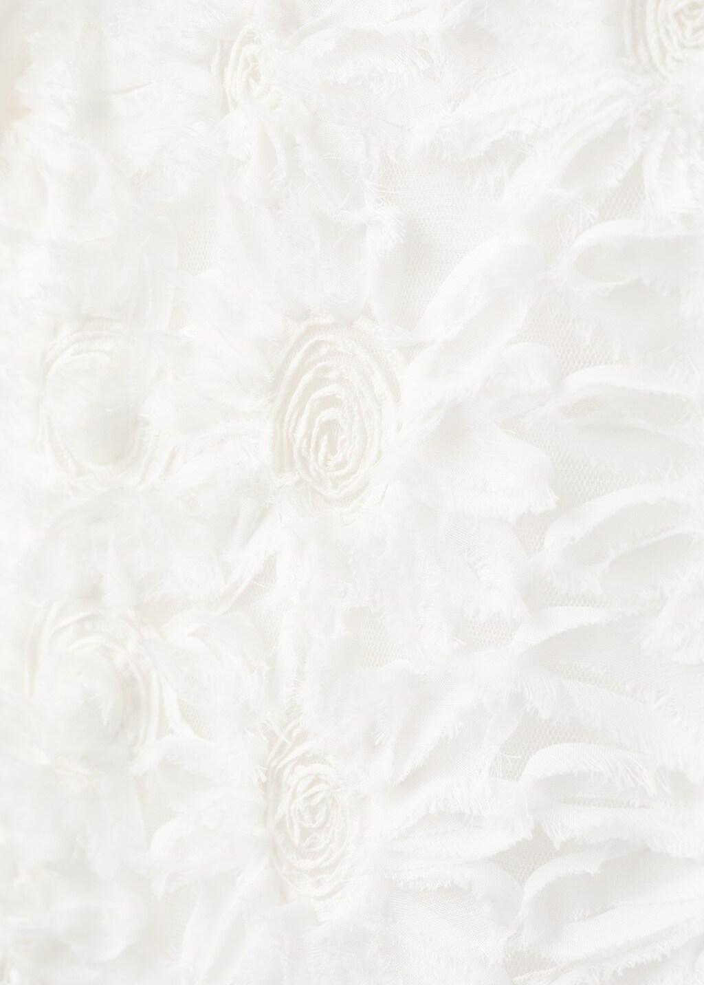 White Tulle Dress With Embroidered Flower, Kids Girl, Natural White, large image number 2