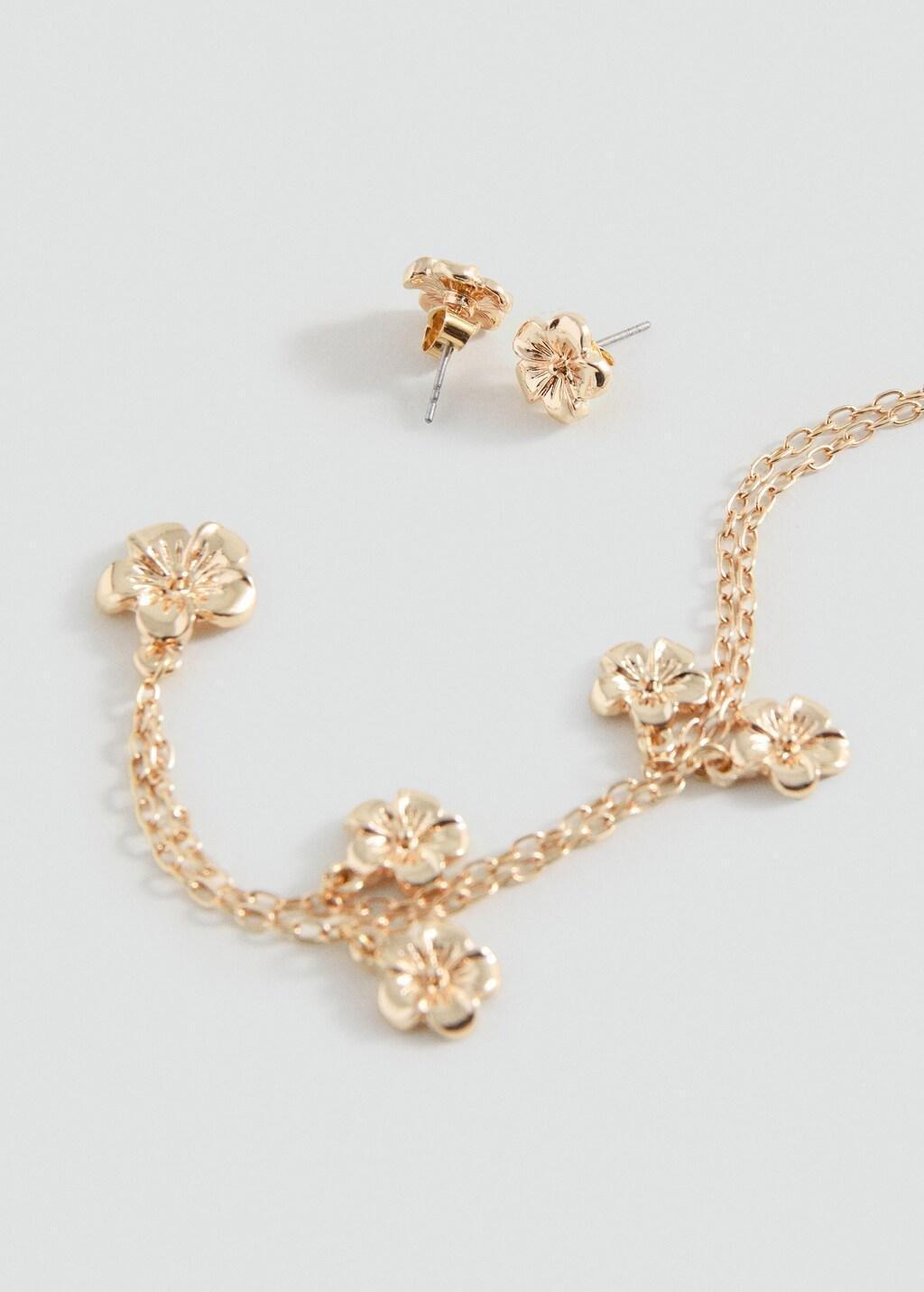 Gold Necklace And Earrings Set, Kids Girl, Gold, large image number 0