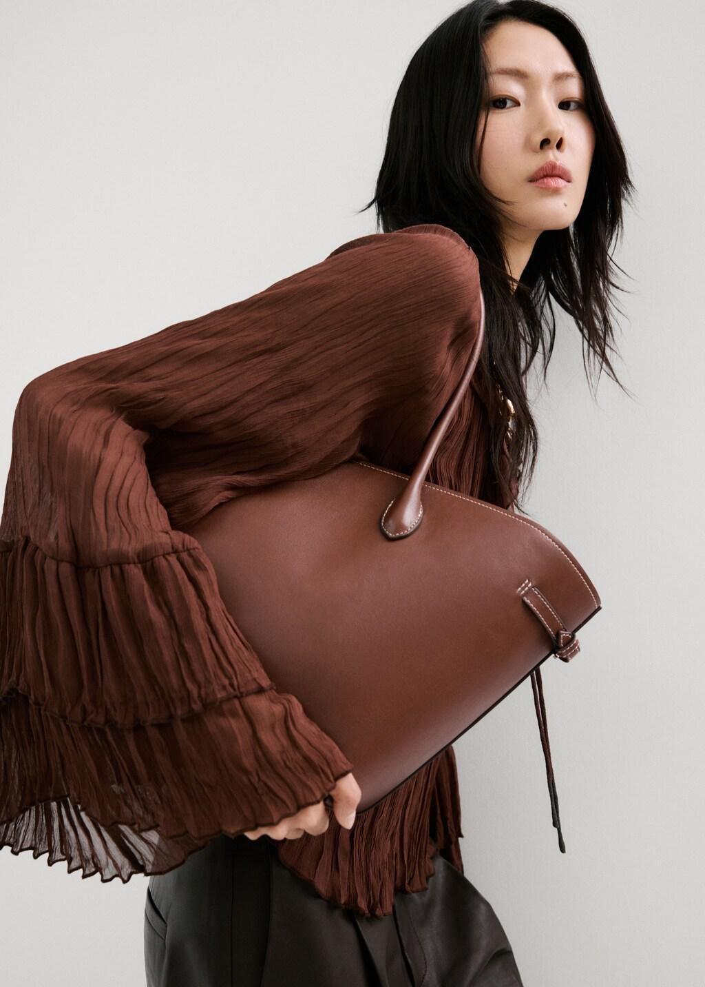 Brown Shopper Bag With Double Handle, Medium Brown, large image number 0