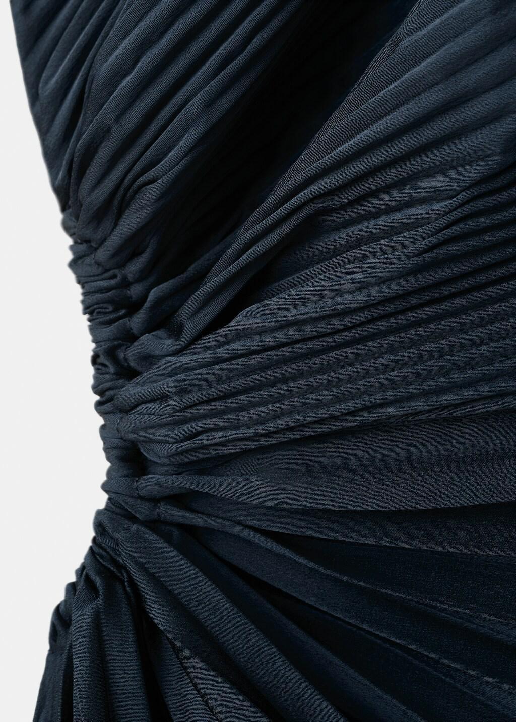 Blue Pleated Asymmetrical Dress With Opening, 0201_52, medium