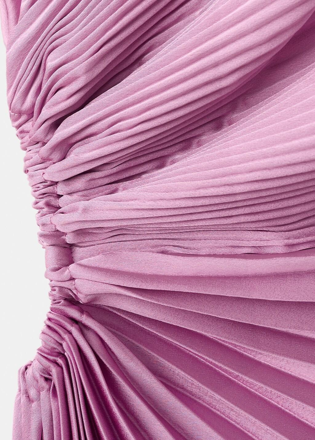 Purple Lt Pastel Pleated Asymmetrical Dress With Opening, Light-Pastel Purple, large image number 1