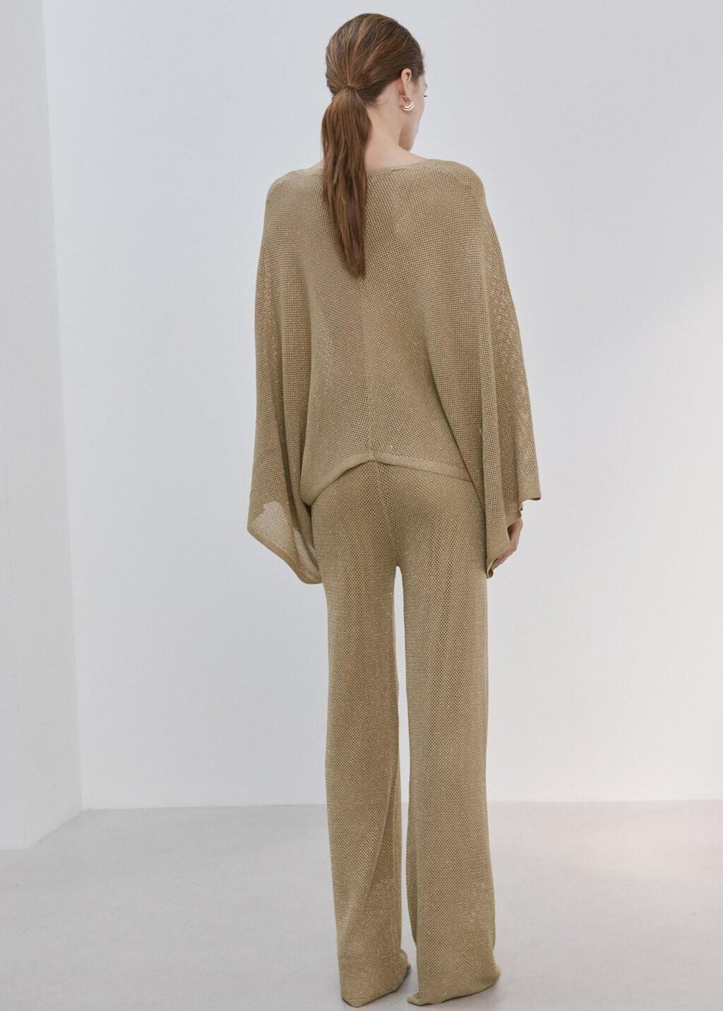 Gold V-Neck Knit Top, Gold, medium