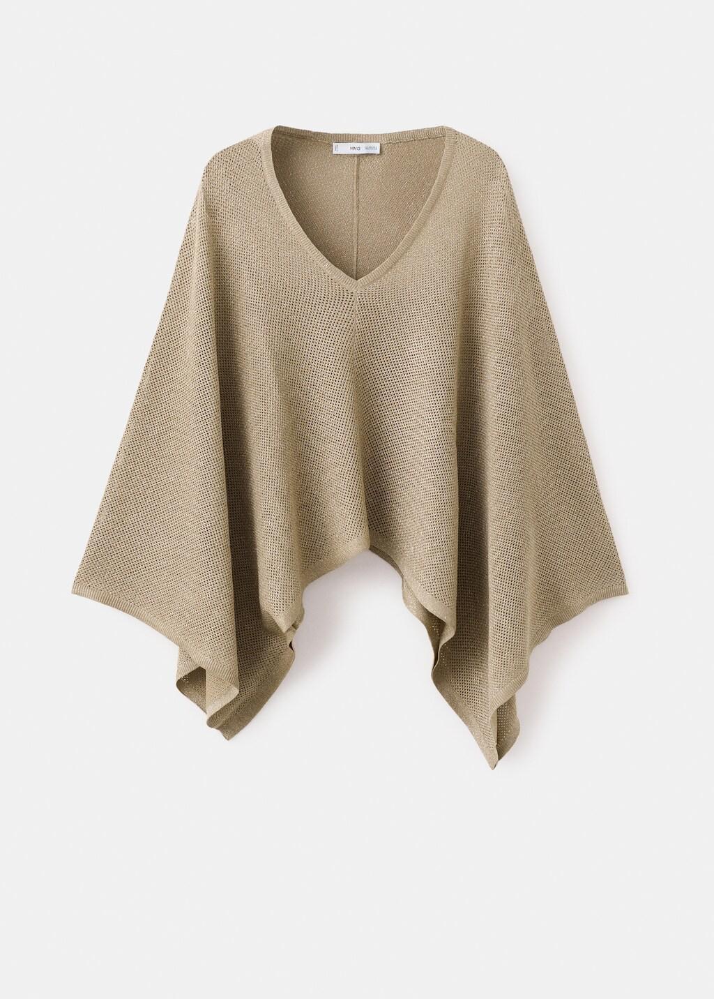 Gold V-Neck Knit Top, 0201_OR, large image number 7