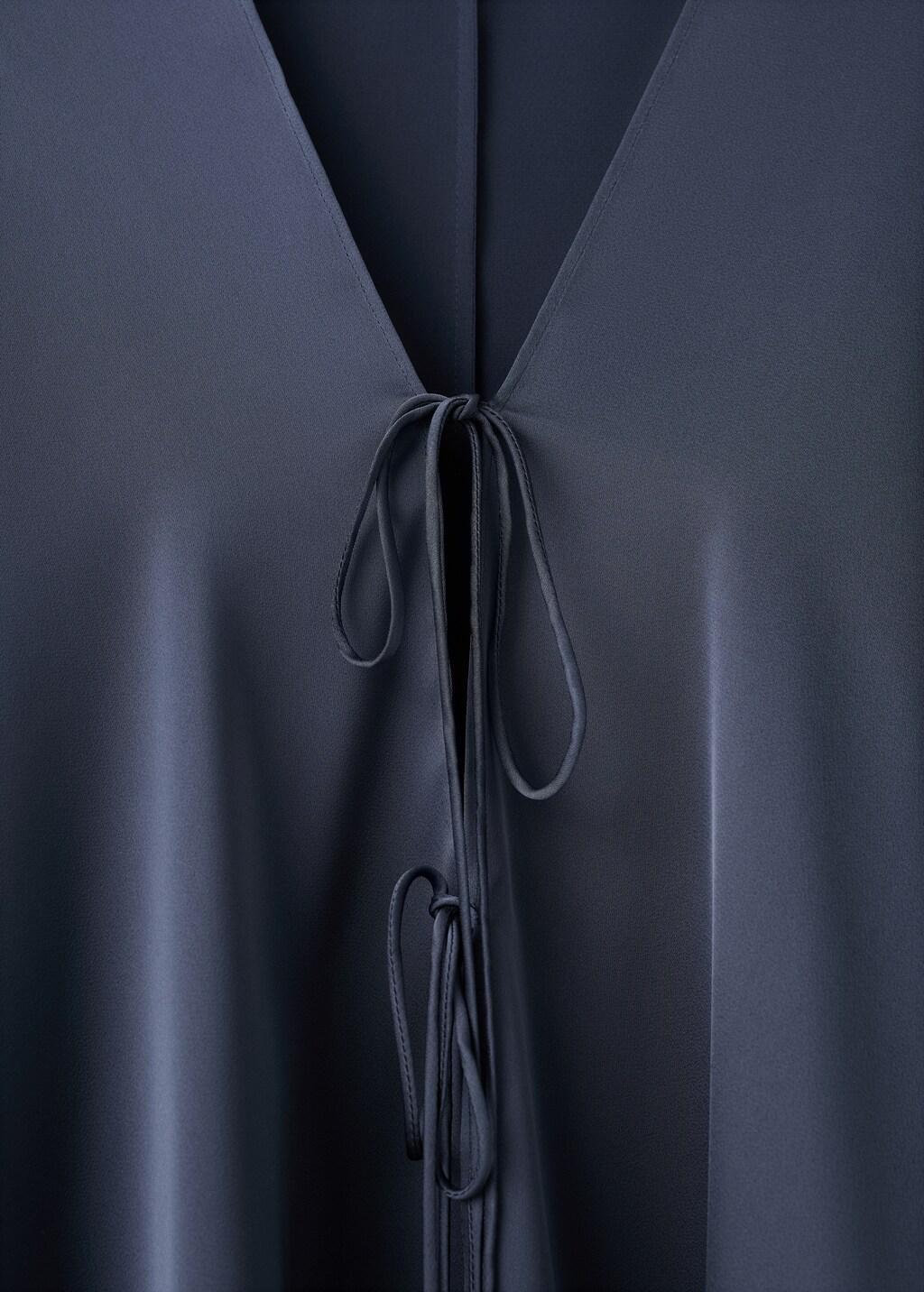 Blue Puffed Sleeves Jacket, Dark Blue, large image number 1