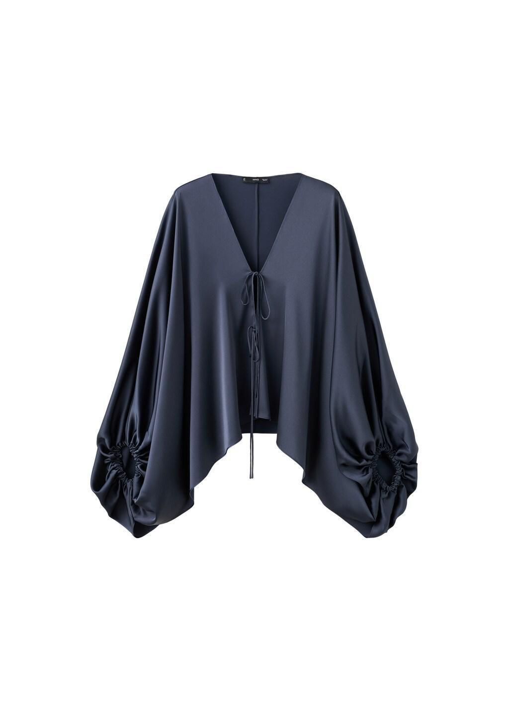 Blue Puffed Sleeves Jacket, Dark Blue, large image number 7