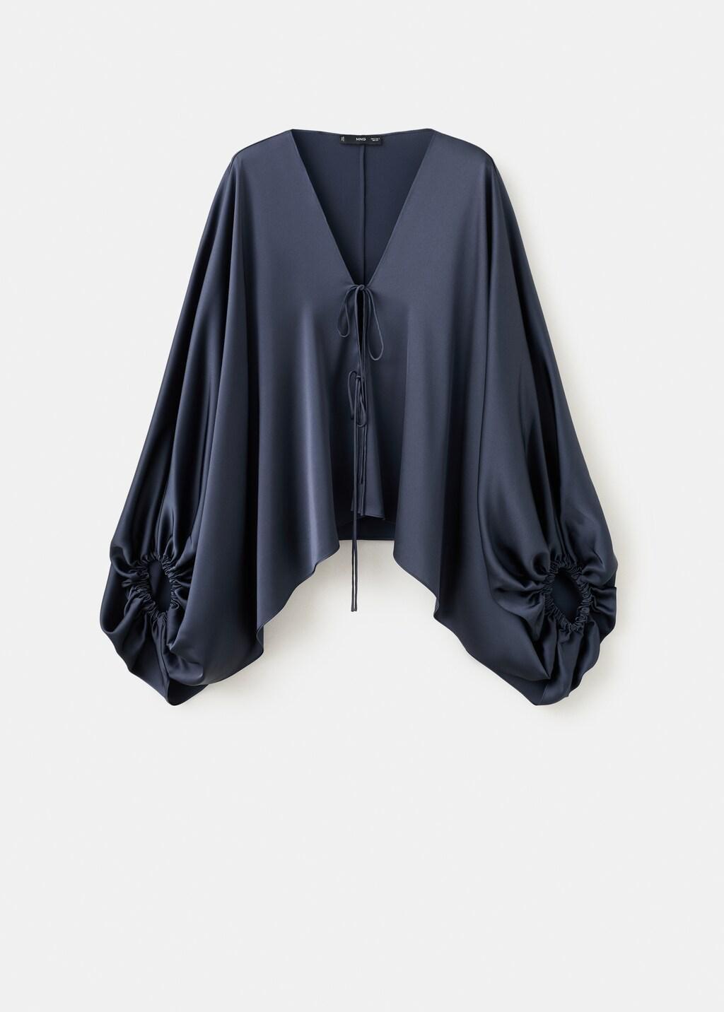 Blue Puffed Sleeves Jacket, Dark Blue, large image number 8