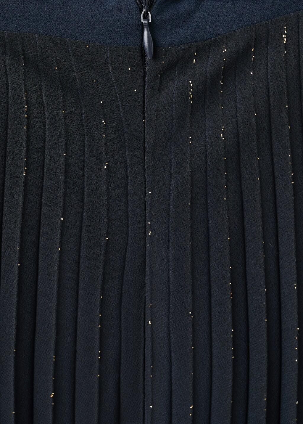 Blue Pleated Flared Skirt, Dark Blue, large image number 1