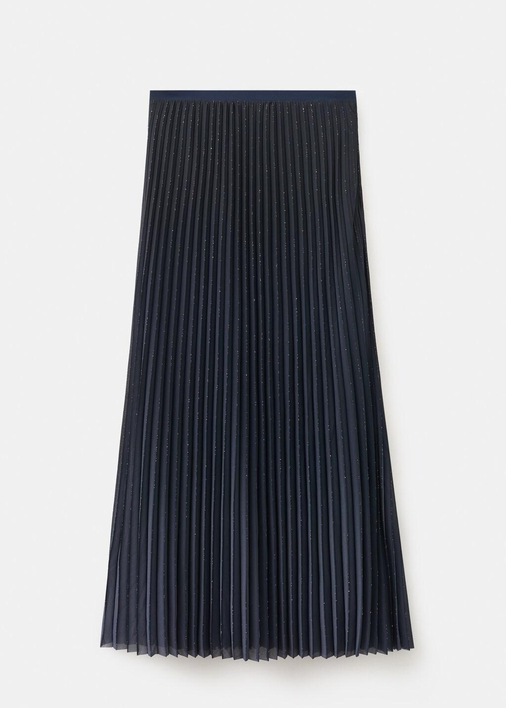 Blue Pleated Flared Skirt, Dark Blue, large image number 7