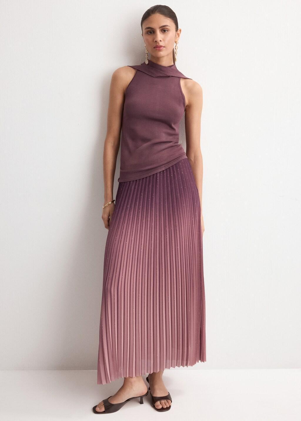 Purple Lt Pastel Pleated Flared Skirt, Light-Pastel Purple, medium