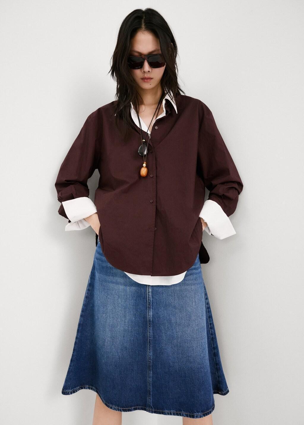 Blue Midi Denim Skirt, Open Blue, large image number 6