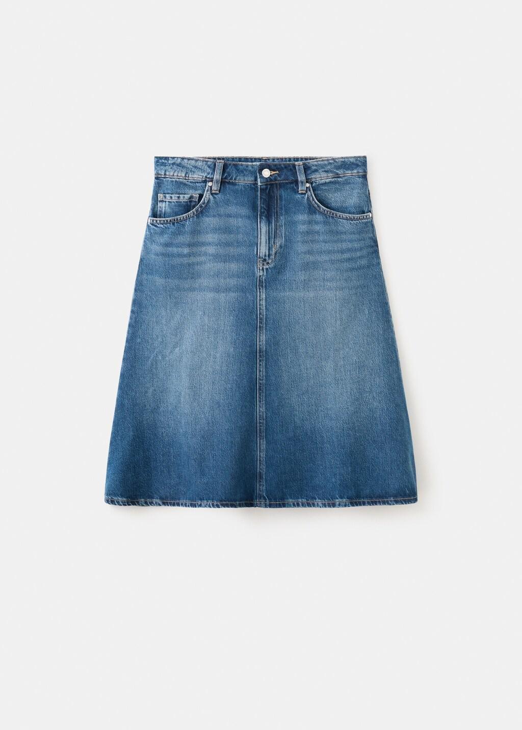 Blue Midi Denim Skirt, Open Blue, large image number 8