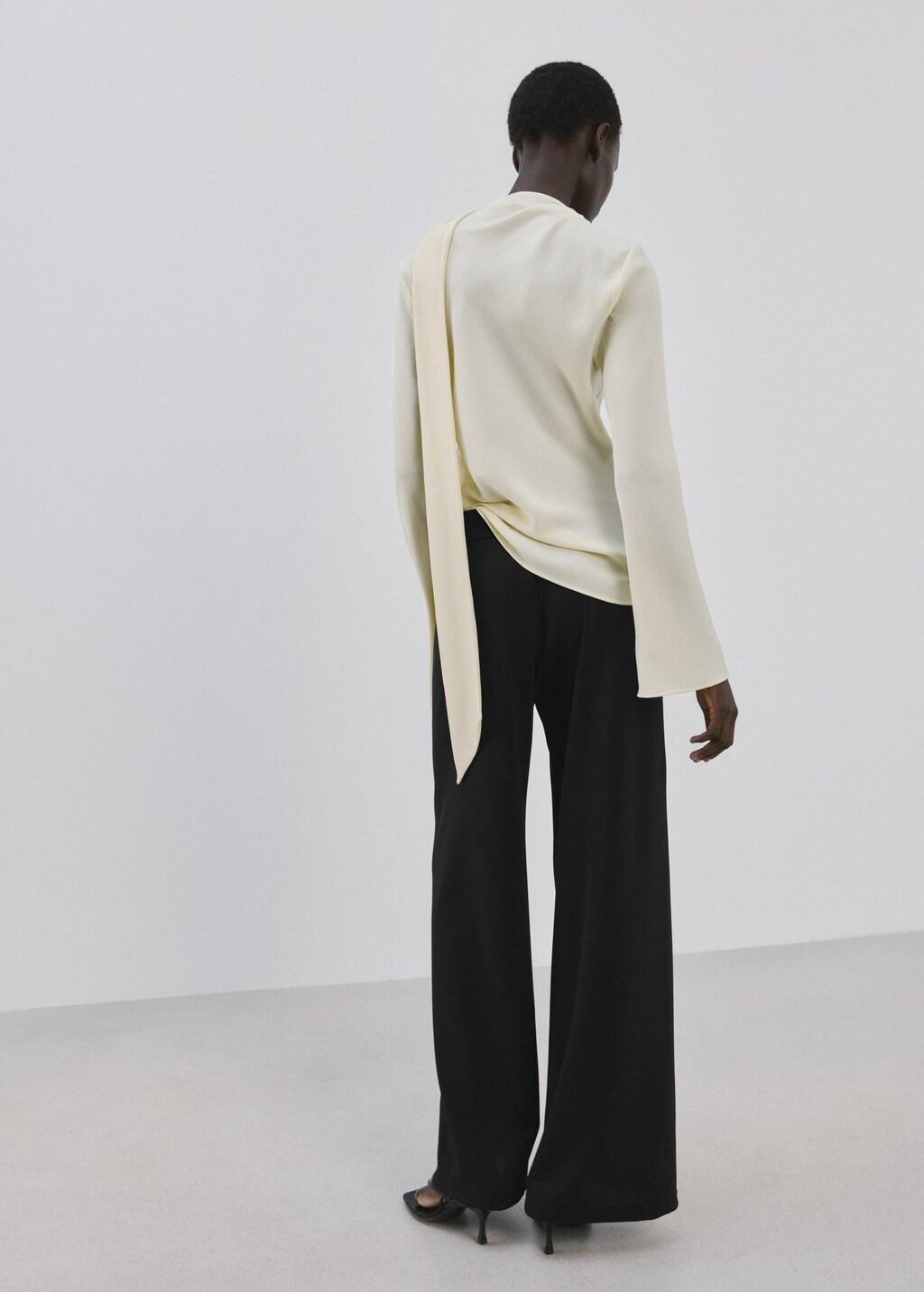 Black Satin Trousers With Combined Stripes, Black, large image number 2