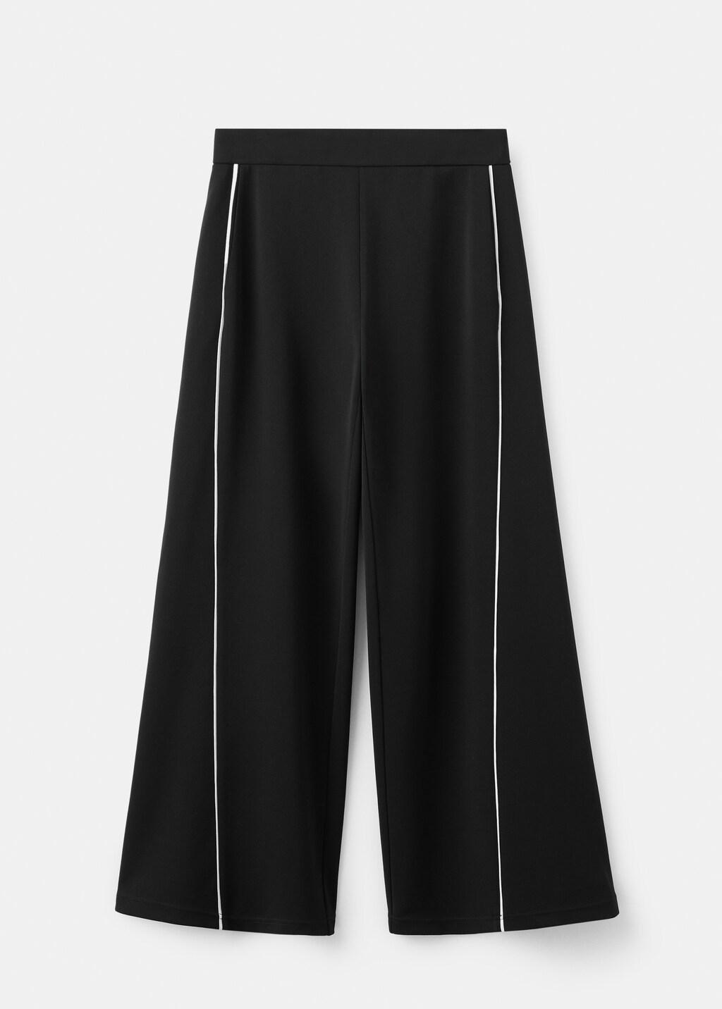 Black Satin Trousers With Combined Stripes, Black, large image number 6
