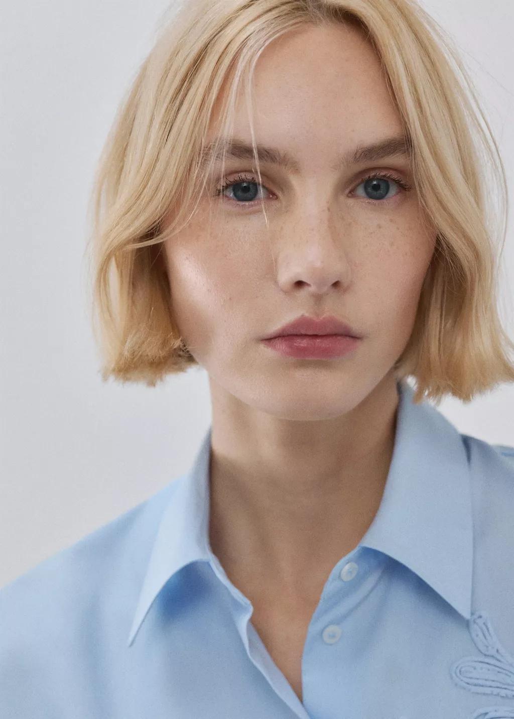 Blue Floral Embroidered Shirt, Light-Pastel Blue, large image number 4