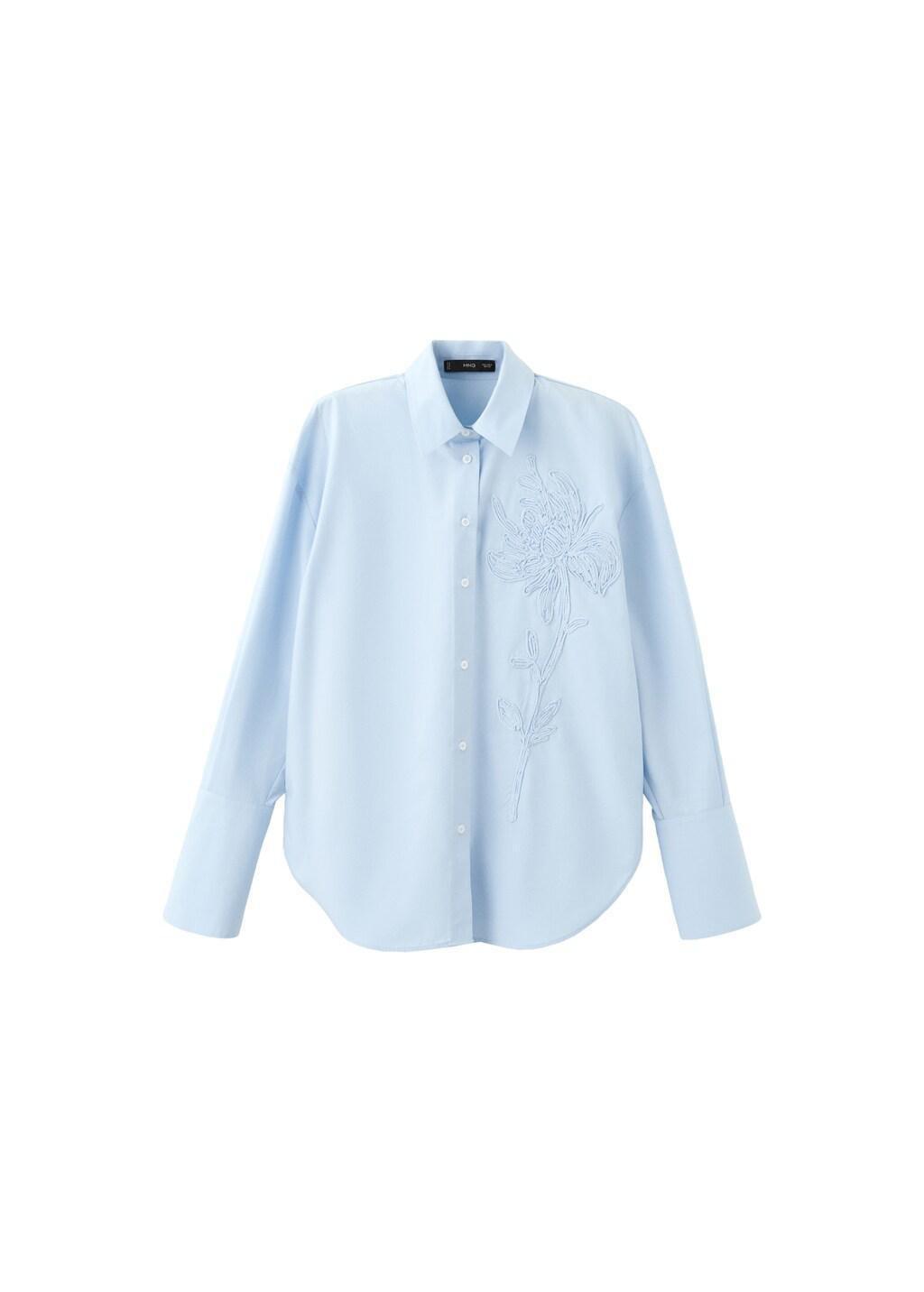 Blue Floral Embroidered Shirt, Light-Pastel Blue, large image number 6