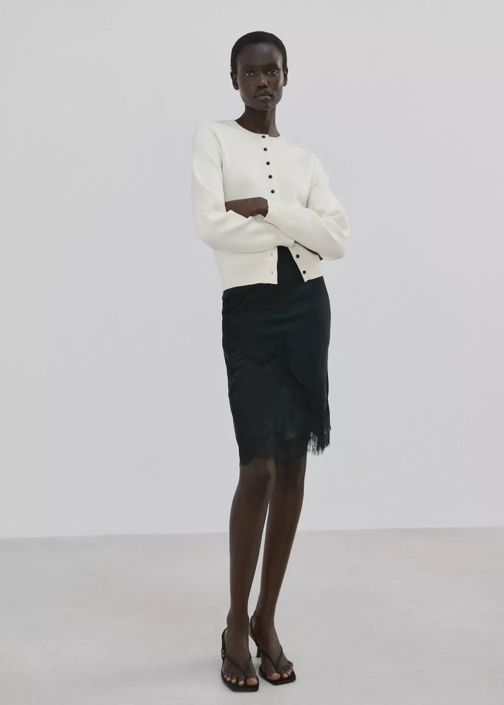 Beige Knitted Button Cardigan, 0201_05, large image number 0