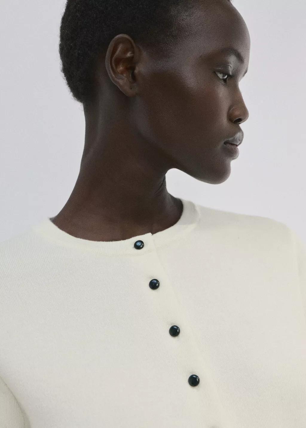 Beige Knitted Button Cardigan, 0201_05, large image number 4