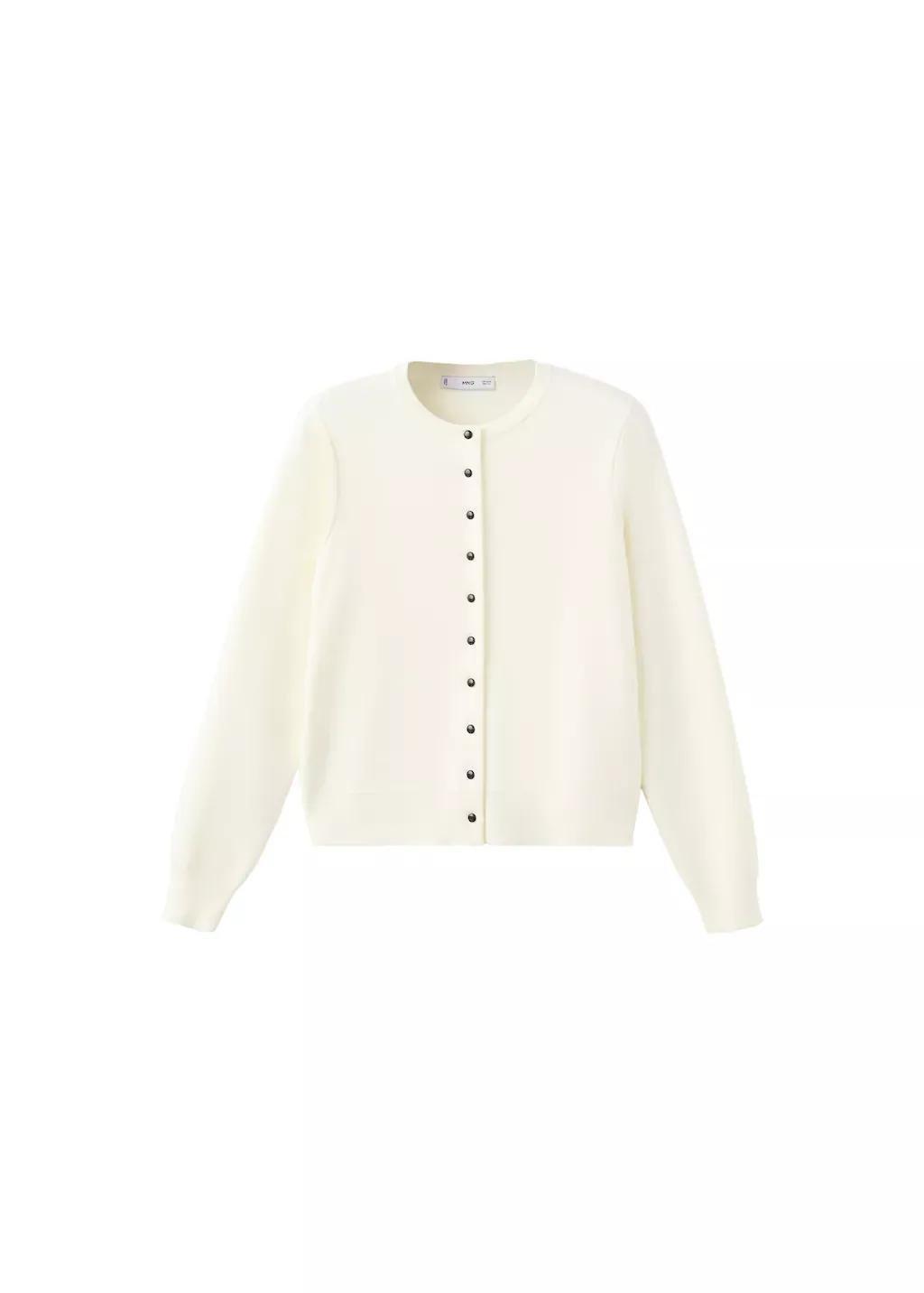 Beige Knitted Button Cardigan, Light Beige, large image number 7