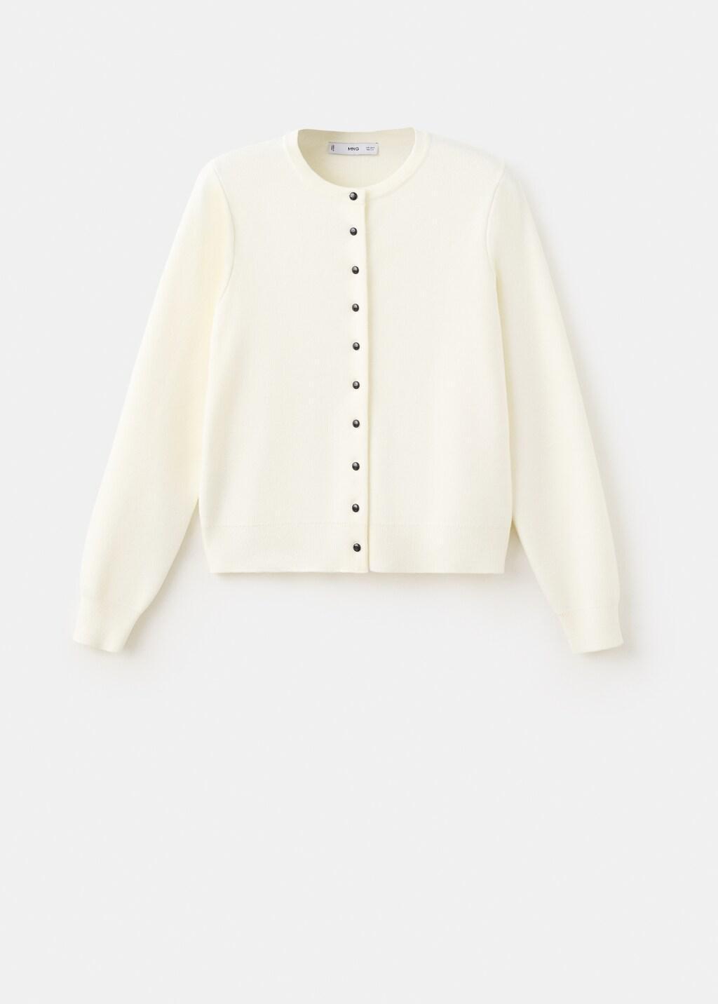 Beige Knitted Button Cardigan, 0201_05, large image number 8