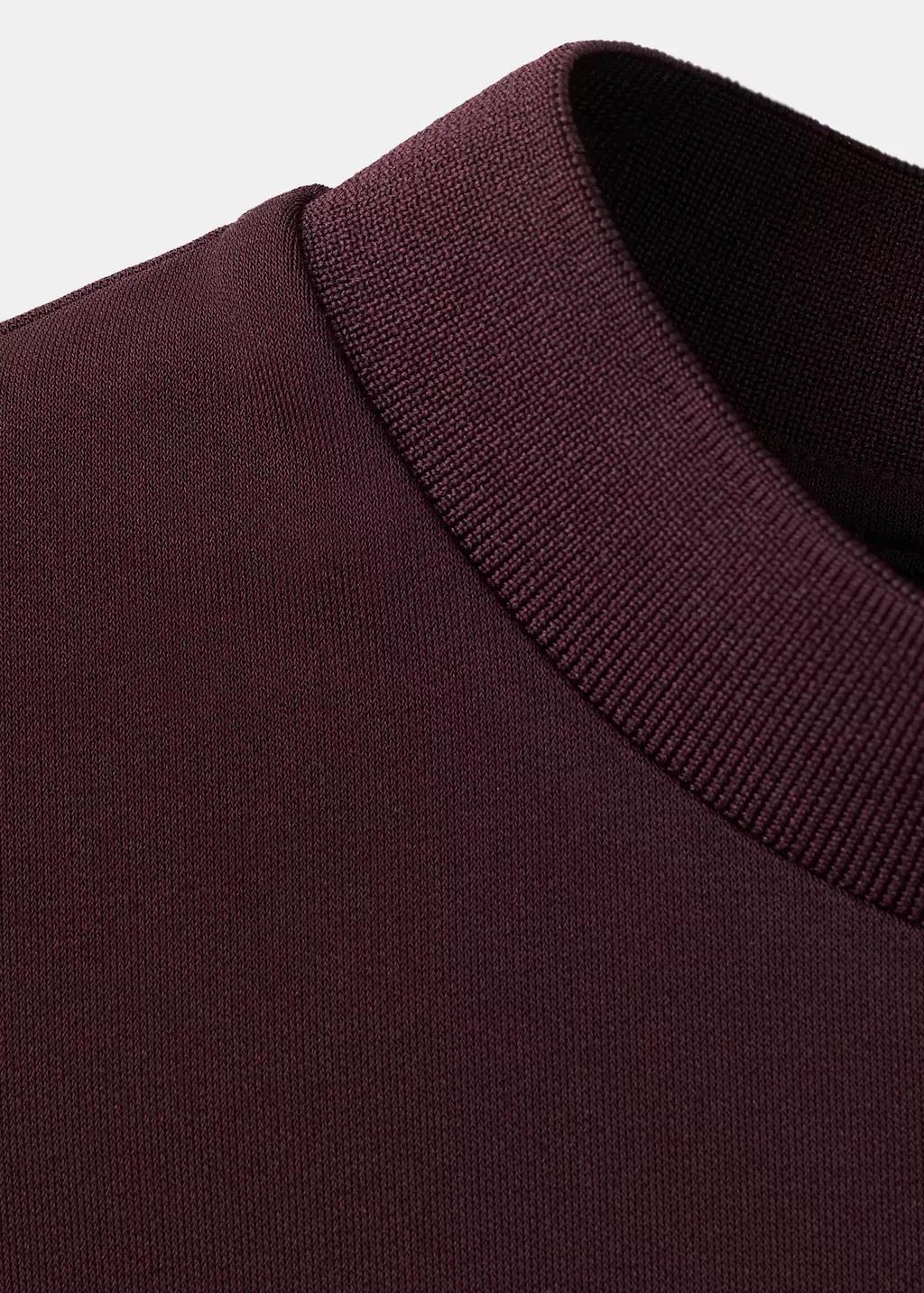 Red Fine Knit Mock Neck Top, Dark Red, large image number 1