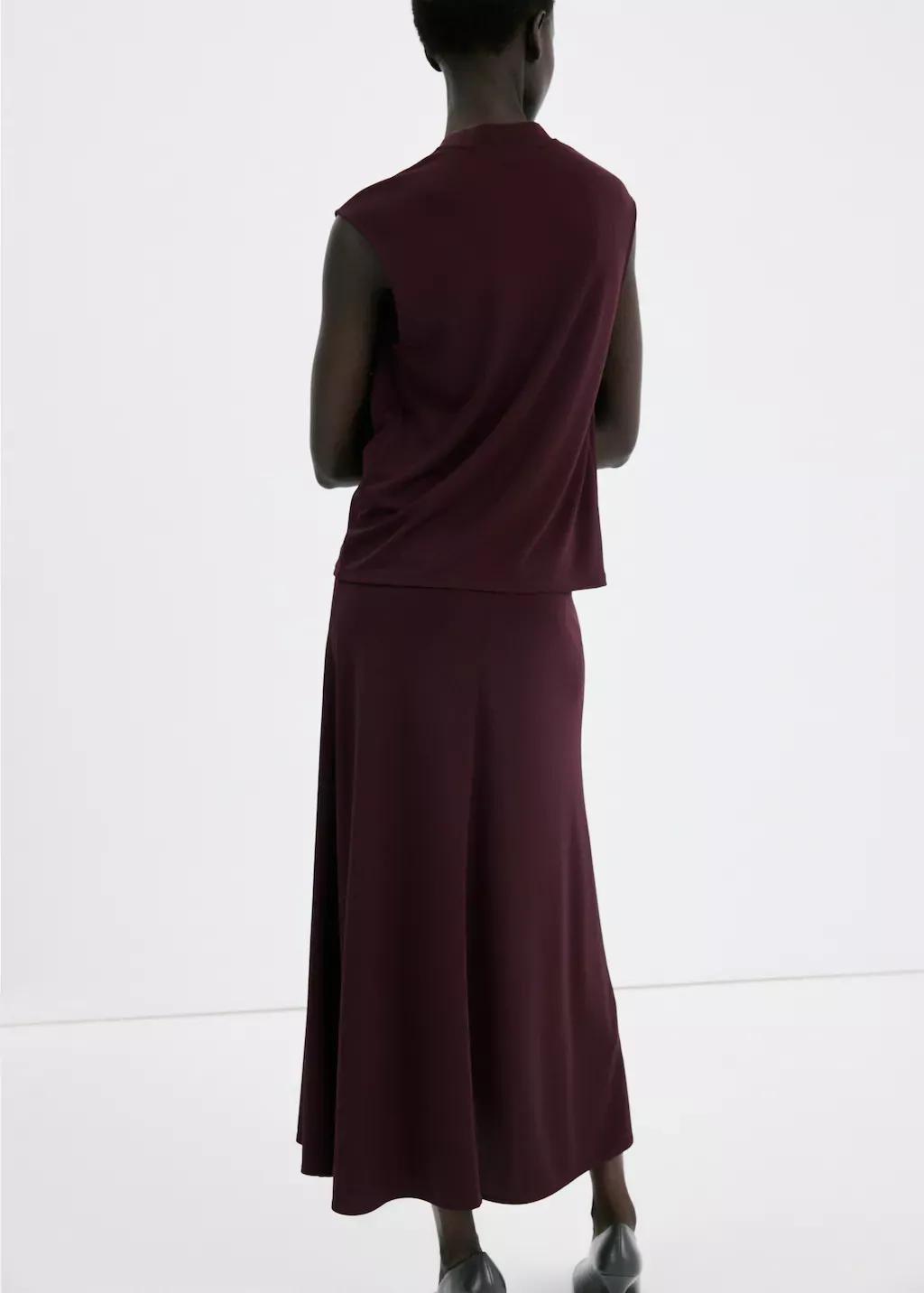 Red Fine Knit Mock Neck Top, Dark Red, medium