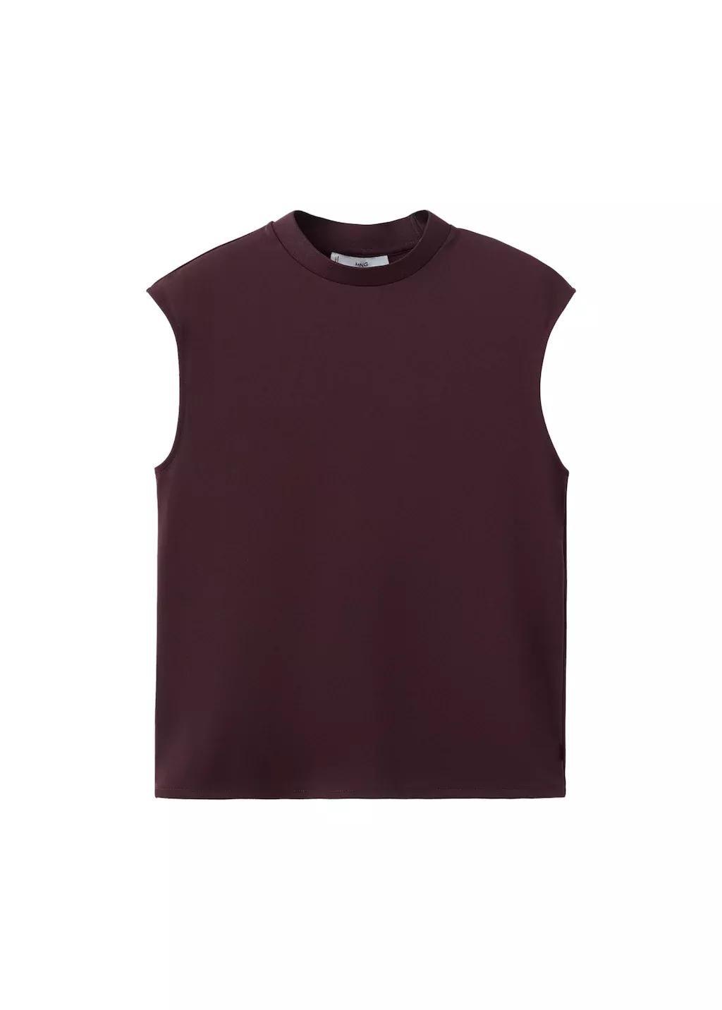 Red Fine Knit Mock Neck Top, Dark Red, large image number 5