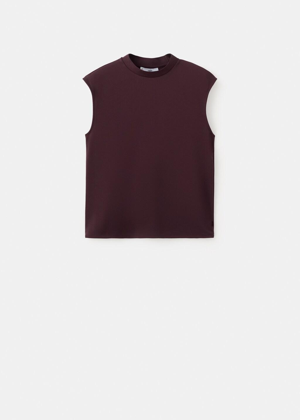 Red Fine Knit Mock Neck Top, Dark Red, large image number 6