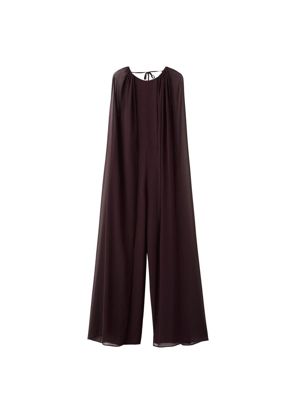 Brown Long Sleeve Jumpsuit With Openings, Dark Brown, large image number 6