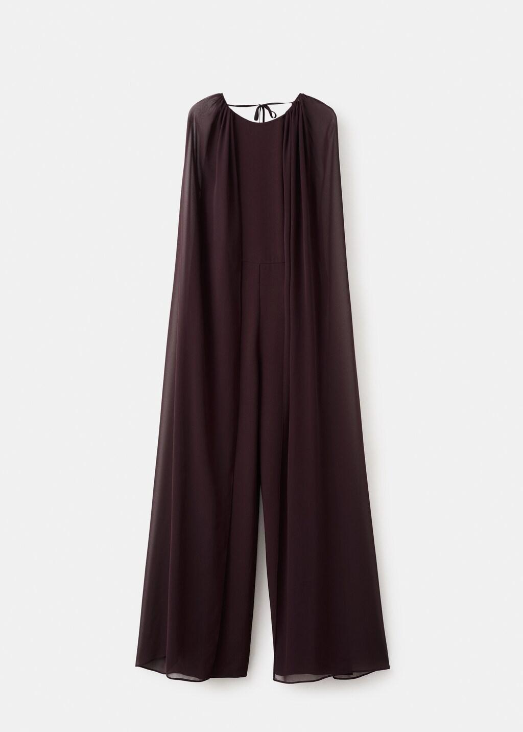 Brown Long Sleeve Jumpsuit With Openings, Dark Brown, large image number 7