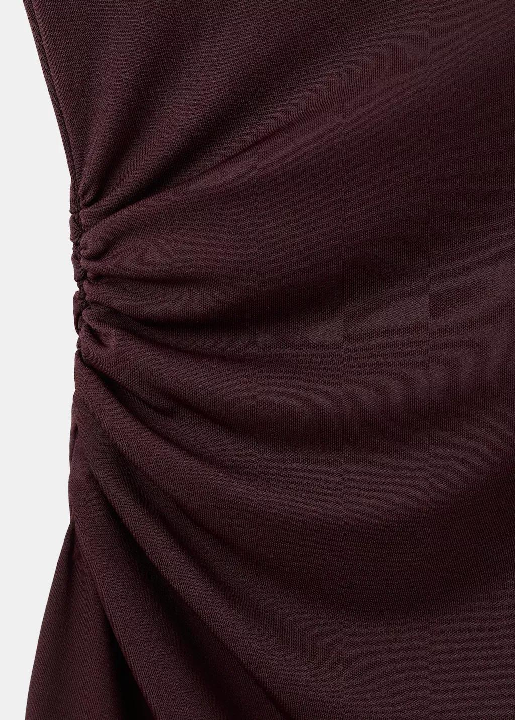 Red Ruched Long Dress, Dark Red, large image number 5