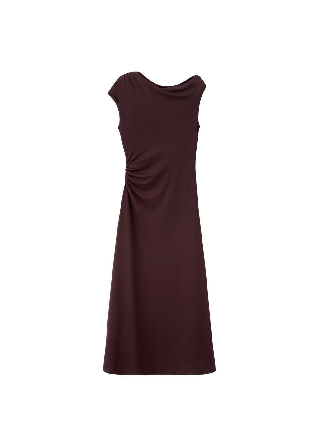 Red Ruched Long Dress, Dark Red, large image number 6