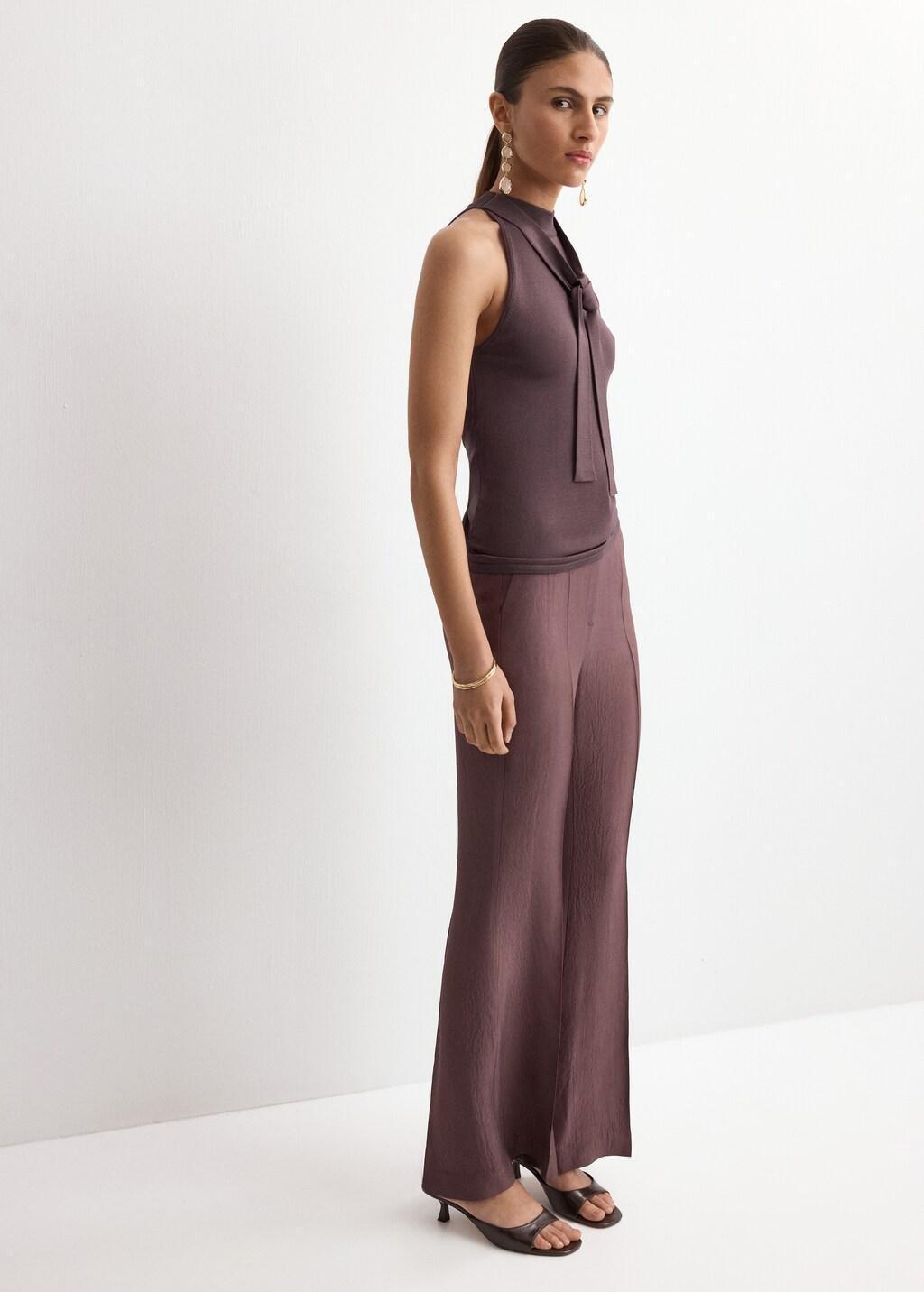 Red Halter-Neck Knitted Top, Dark Red, large image number 0