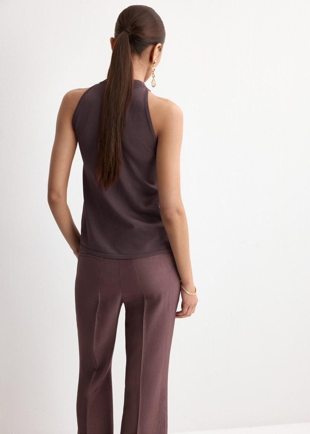 Red Halter-Neck Knitted Top, Dark Red, medium