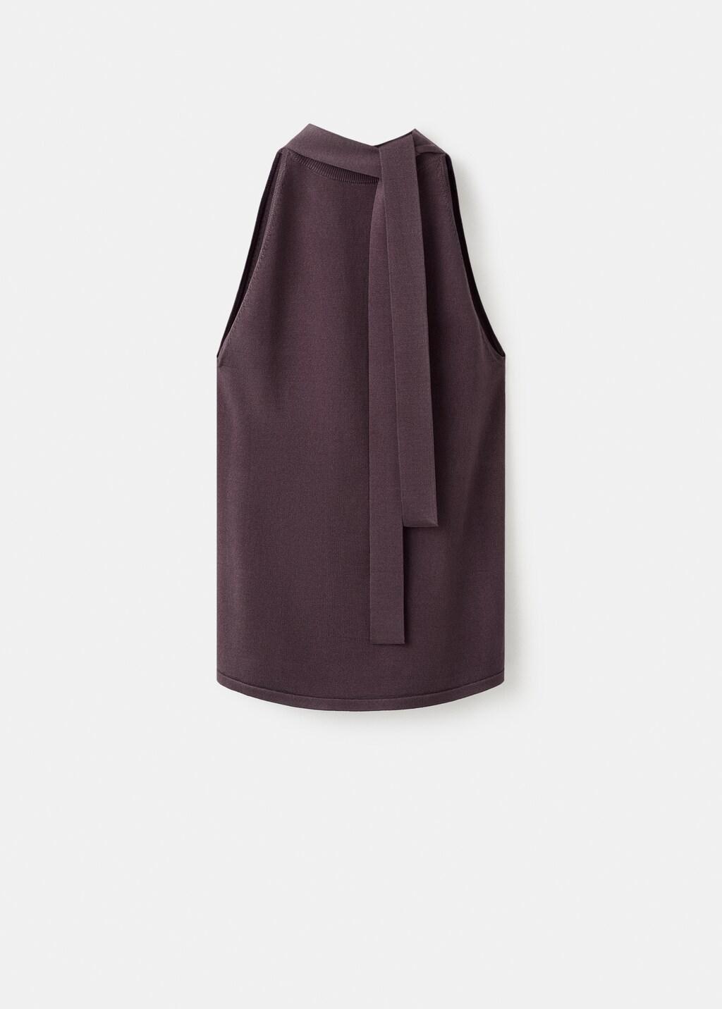 Red Halter-Neck Knitted Top, Dark Red, large image number 7