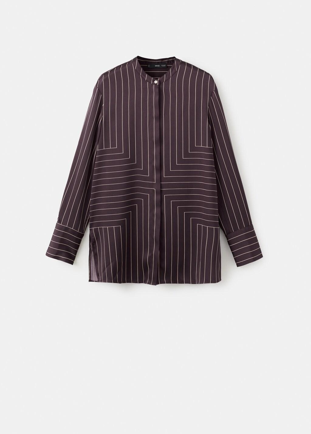 Brown Satin Print Shirt, Dark Brown, large image number 7