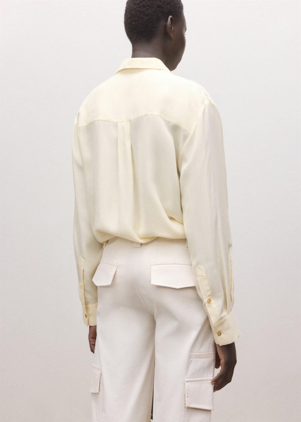 Yellow Silk Blouse With Hidden Buttons, Yellow, large image number 2