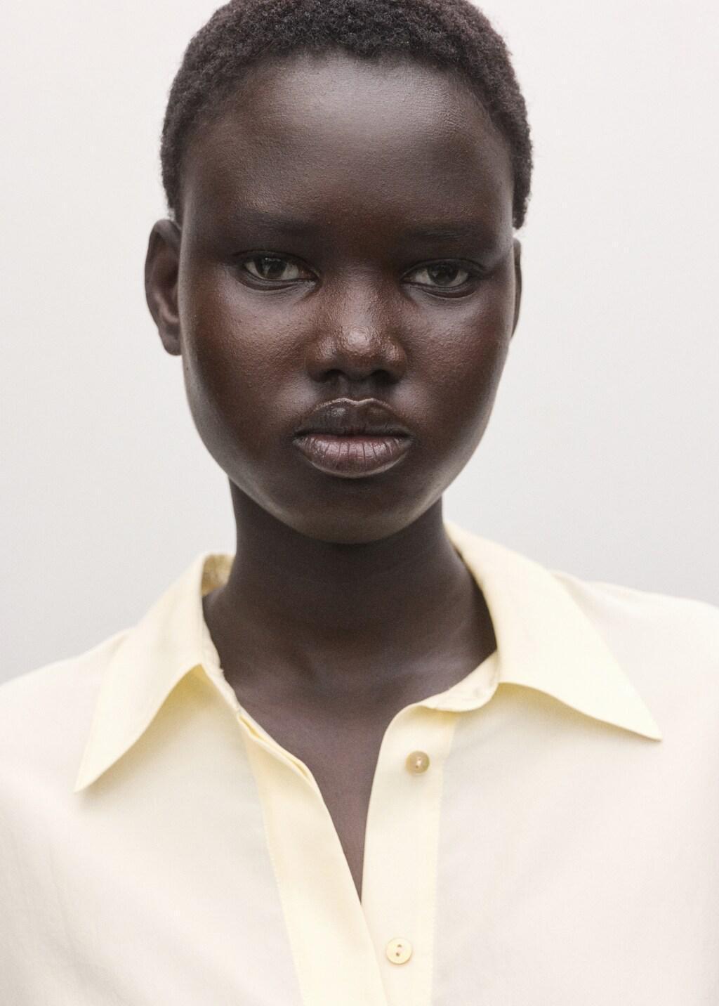 Yellow Silk Blouse With Hidden Buttons, Yellow, large image number 4